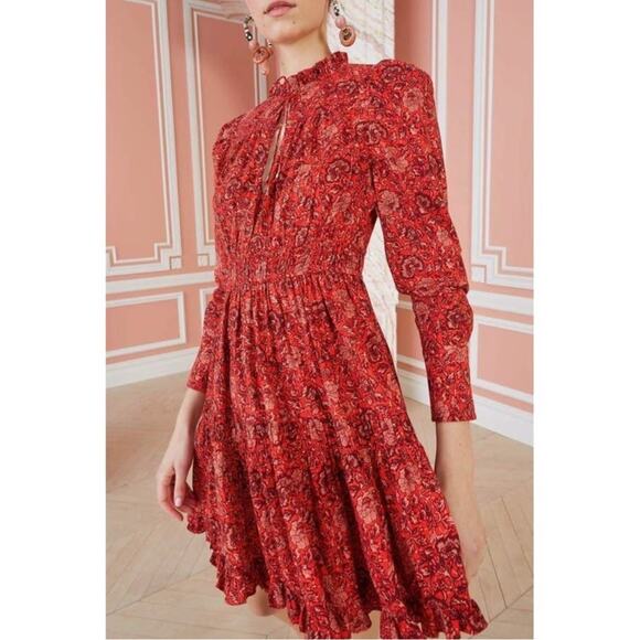 Ulla Johnson Dresses & Skirts - Ulla Johnson Liv Poppy Floral Dress Split V-neck Mini Dress size 0